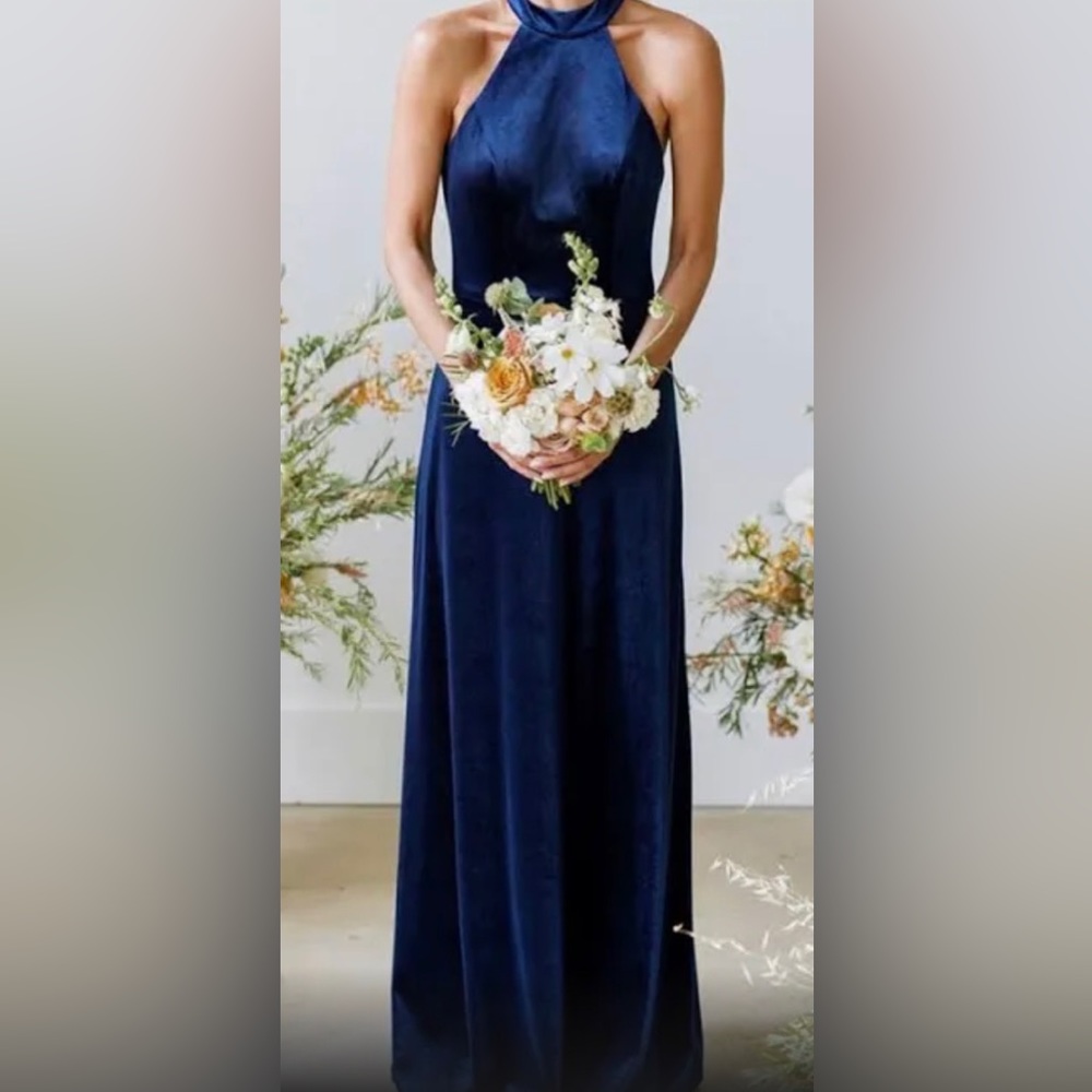 Velvet Navy Blue Dress
